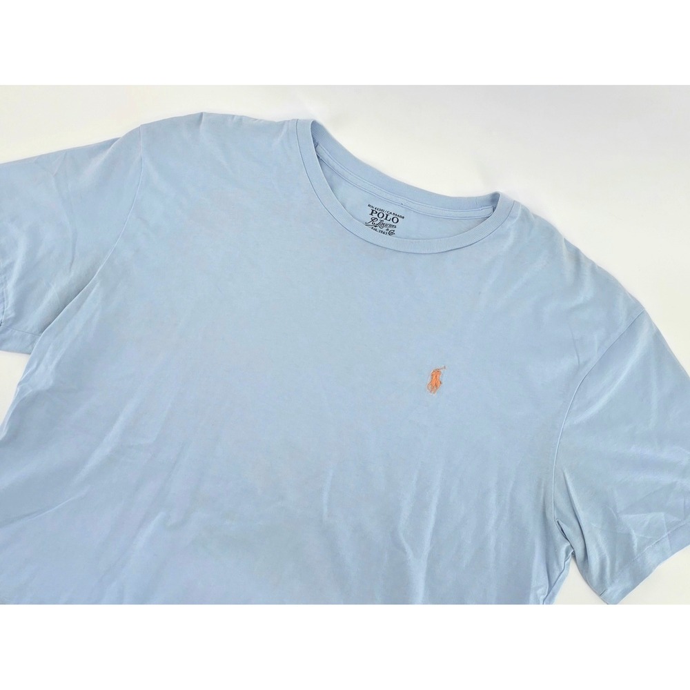 Polo Ralph Lauren T-Shirt Preppy Light Blue Size Large Mens Cotton Short Sleeve